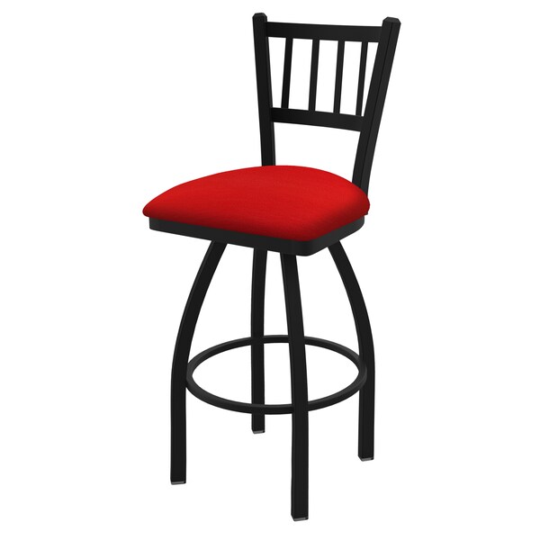 25" Swivel Counter Stool, Black Wrinkle, Canter Red Seat